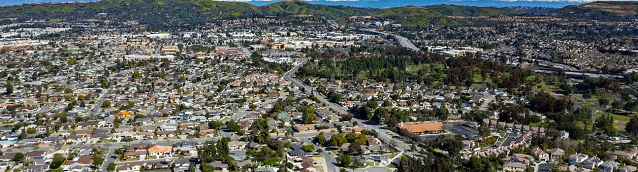 Brea Weed Delivery Service Area Neighborhoods Aerial Image