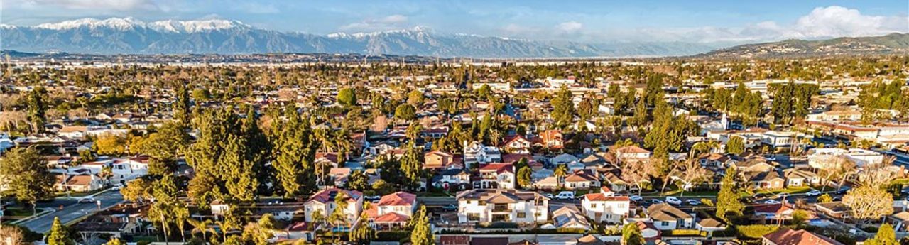 Downey Weed Delivery Service Area Neighborhoods Aerial Image